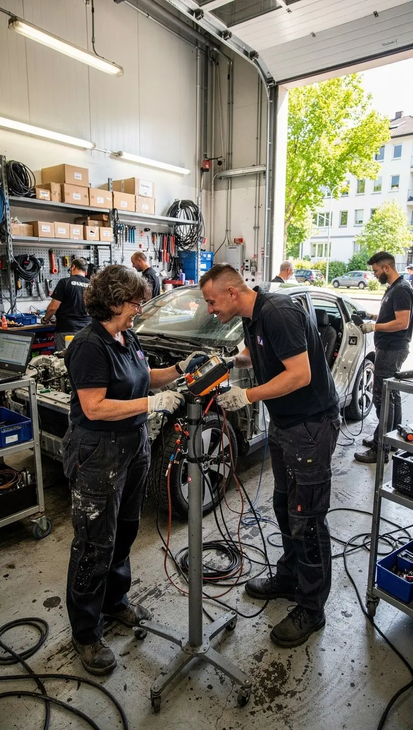 Blick auf das Cockpit eines Fahrzeugs mit aktivierter Fehleranzeige auf dem Display.